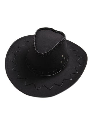 Cowboy Style Stitched Hat Black