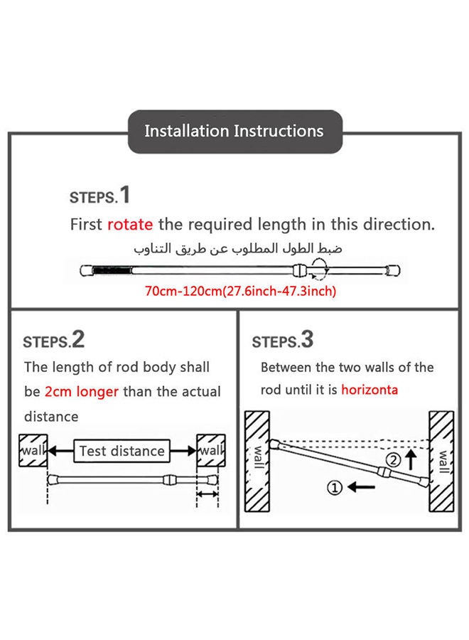 بلولانز قضيب أفقى لتعليق ستارة الدش والنافذة قابل للتمديد أبيض 70-120سم - Image 3