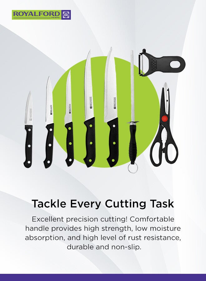 Royalford 9Pcs Kitchen Tools Set Multi Color Stainless Steel Blades With Pp Handle - Image 2