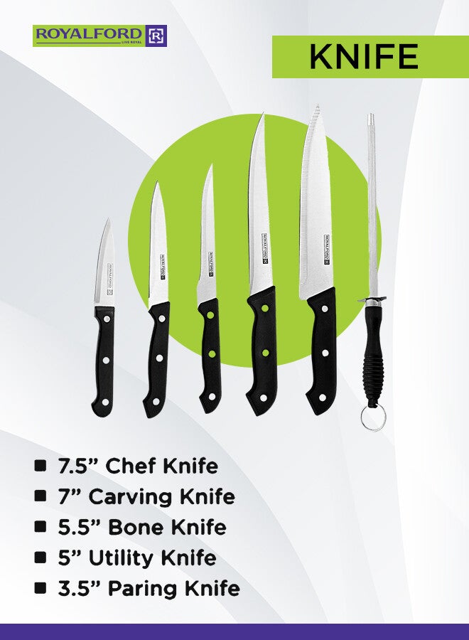 Royalford 9Pcs Kitchen Tools Set Multi Color Stainless Steel Blades With Pp Handle - Image 5