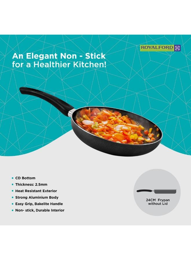 Royalford - 8 Pieces Non-Stick Cookware Set Cd Bottom 2.5Mm Thichness Heat Resistant Exterior Strong Aluminium Body Easy Grip Bakelite Handle Durable Interior Pfoa Free Black 54.5X20X33cm - Image 1