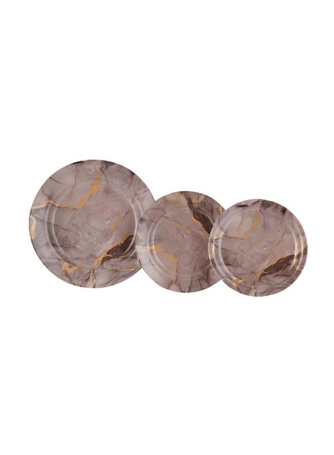 Royalford - 45-Piece Melamlne Dinner Set With 1X36Cm Oval Plate, 8X25Cm Deep Plates, 8X20Cm Soup Plates, 8X20Cm Dinner Plates, 2X20Cm Round Bowls, 8X13Cm Round Bowls, 8Xsoup Spoons, 1Xrice Spoon, 1Xladle, Serves 8 For Famlly Gatherings, Brown Floral White 44.5x28x28cm - Image 1