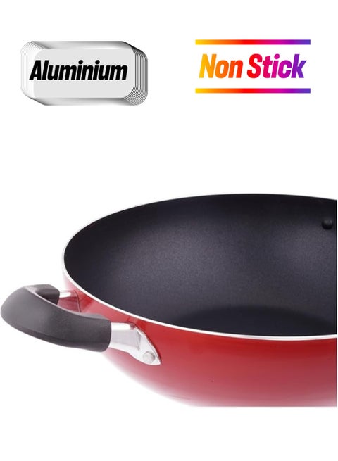 Non Stick Kadai 30Cm Cd Bottom All Cooktop Types 30X9.5Cm Red 30 CMcm