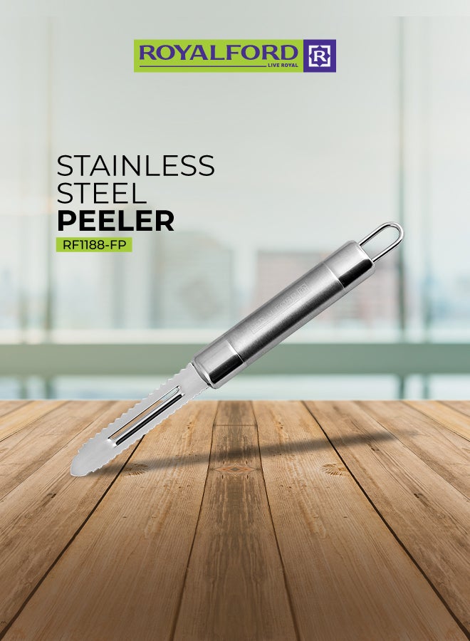 رويال فورد مقشر سمك من الفولاذ المقاوم للصدأ، آمن للاستخدام في غسالة الصحون، مقاوم للعلامات والبقع، تصميم مريح وصحي، الأبعاد: 20.3 × 2.2 سم، باللون الفضي. فضي - Image 1