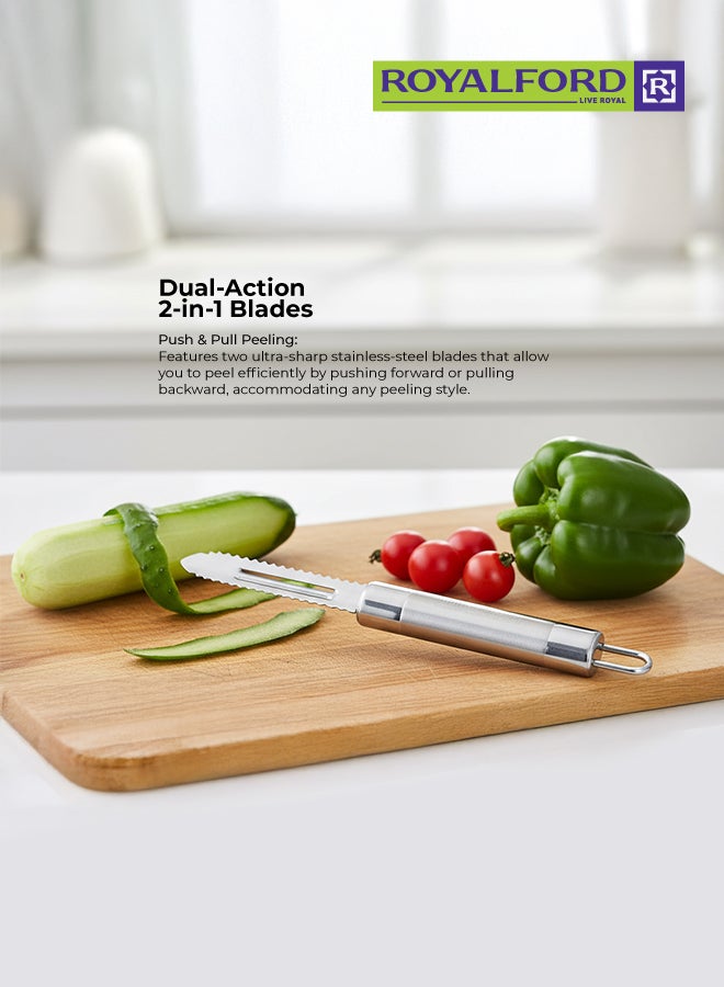 رويال فورد مقشر سمك من الفولاذ المقاوم للصدأ، آمن للاستخدام في غسالة الصحون، مقاوم للعلامات والبقع، تصميم مريح وصحي، الأبعاد: 20.3 × 2.2 سم، باللون الفضي. فضي - Image 2