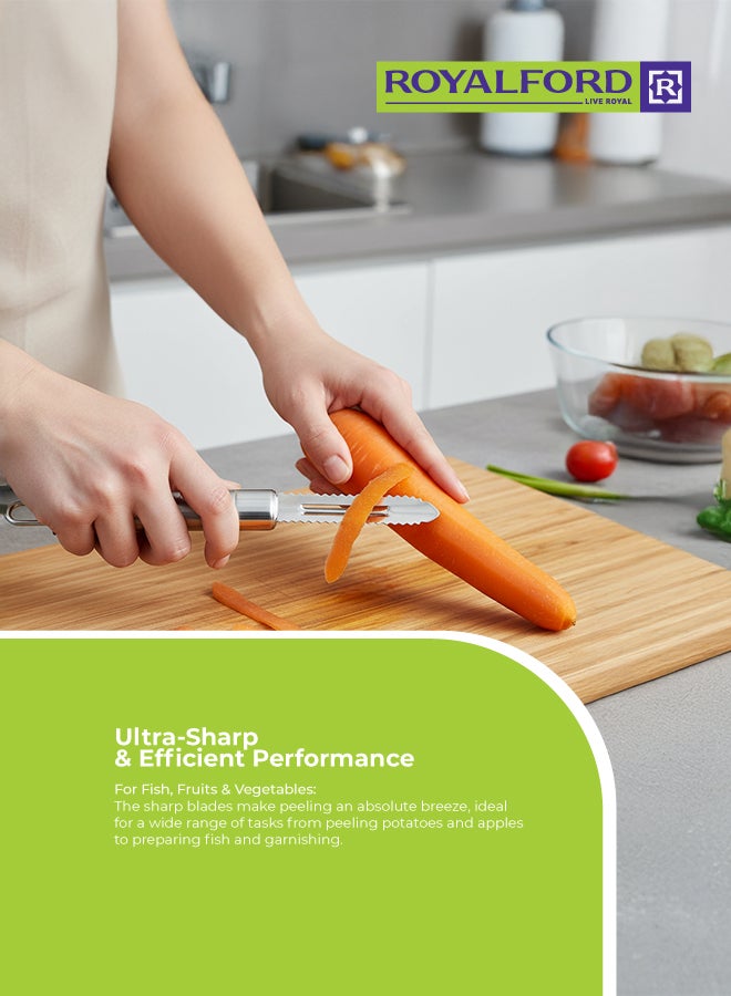 رويال فورد مقشر سمك من الفولاذ المقاوم للصدأ، آمن للاستخدام في غسالة الصحون، مقاوم للعلامات والبقع، تصميم مريح وصحي، الأبعاد: 20.3 × 2.2 سم، باللون الفضي. فضي - Image 3