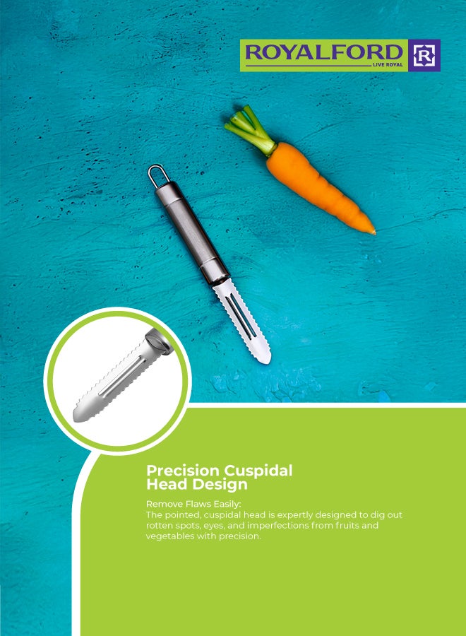 رويال فورد مقشر سمك من الفولاذ المقاوم للصدأ، آمن للاستخدام في غسالة الصحون، مقاوم للعلامات والبقع، تصميم مريح وصحي، الأبعاد: 20.3 × 2.2 سم، باللون الفضي. فضي - Image 4