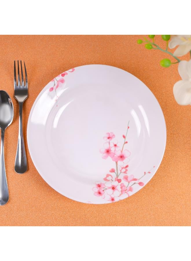 Royalford - Melamine Dinner Plate White/Yellow With Pink Floral 10inch - Image 1