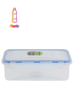 Royalford Airproof Box With Silicone Sealing Ring, Premium Quality Plastic Ware 1100 Ml, 20.5 X 13.2 X 6.5 Cm Clear With Blue 1100ml  - Image 1