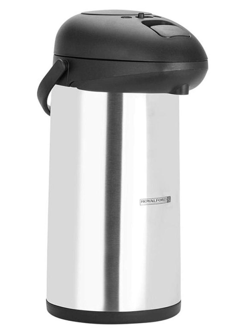 Royalford 3L Airpot Flask With Double Vacuum Insulation 14 Hours Hot & 20 Hours Cold Silver/Black - Image 1
