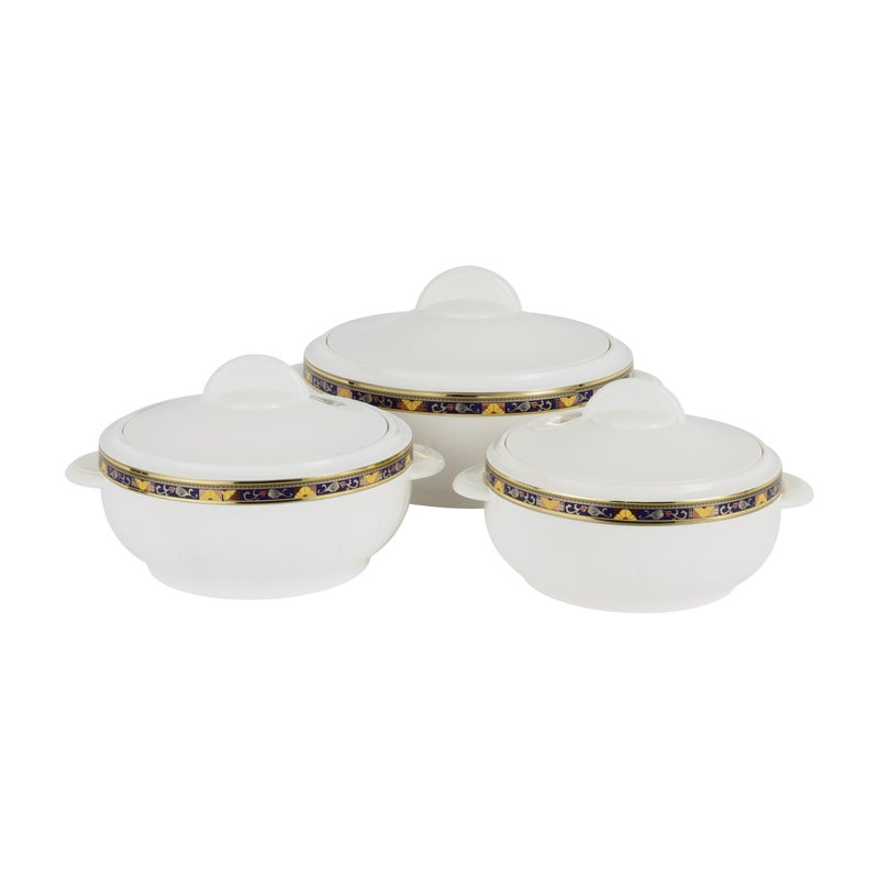 Royalford - Classic Casserole Highly Insulated Stainless Steel Lid Stainless Steel Bowl Deluxe 1200Ml+1600Ml+2500Ml Multicolor Multicolor 3PCS - Image 1