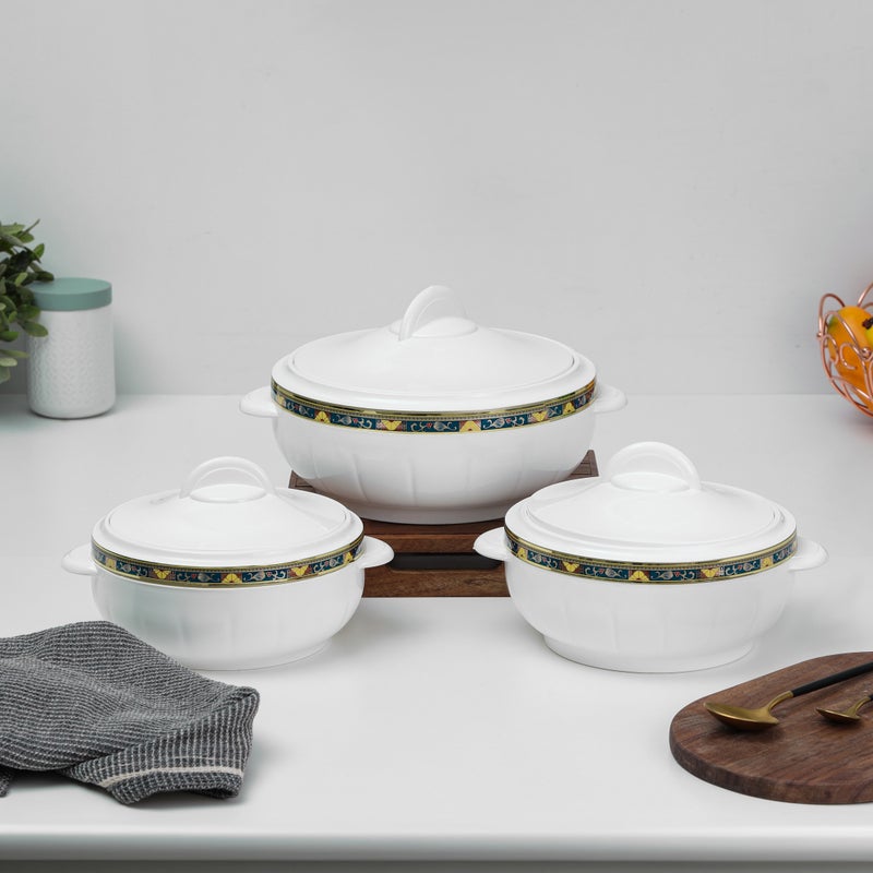 Royalford - Classic Casserole Highly Insulated Stainless Steel Lid Stainless Steel Bowl Deluxe 1200Ml+1600Ml+2500Ml Multicolor Multicolor 3PCS - Image 1