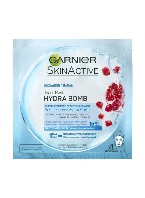 Hydra Bomb Tissue Mask for Dehydrated Skin with Pomegranate , 28g Super Hydrating+Replumping