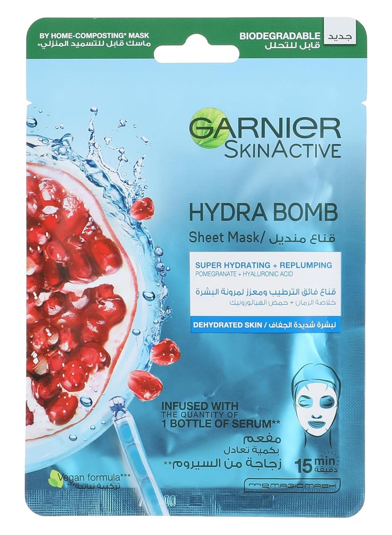 garnier Hydra Bomb Sheet Mask with Super Hydrating+Replumping, 1Piece - Image 1