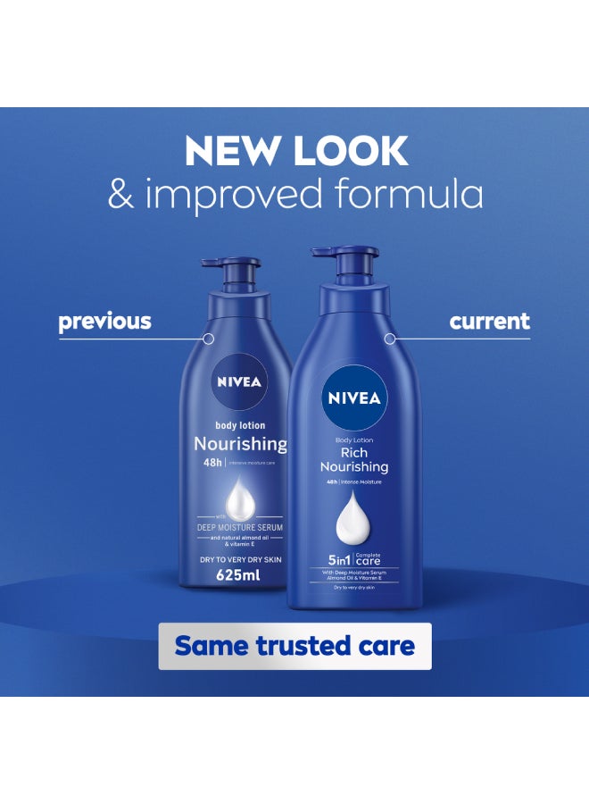 Nivea - 48 h Intense Moisture Rich Nourishing Body Lotion For Dry Skin Blue 625ml - Image 1
