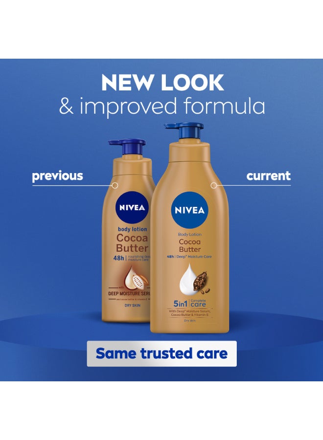 Nivea - Cocoa Nourish Body Lotion, Vitamin E, Dry Skin 625ml - Image 1