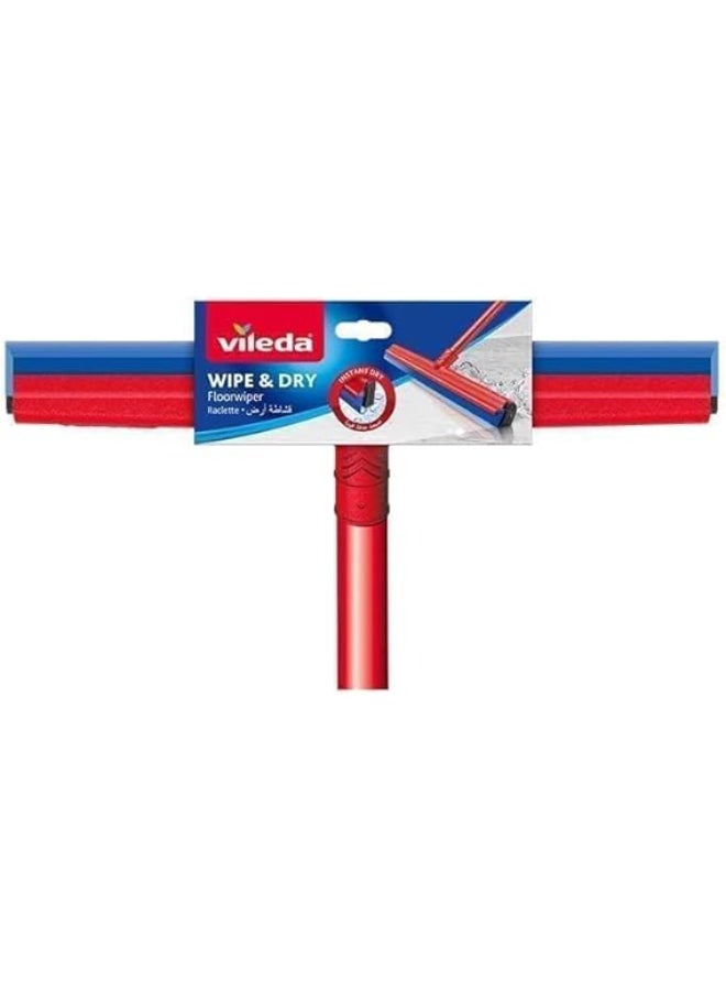 Vileda Wipe & Dry Floor Wiper 42 Cm With A Stick, Triple Lip, Rubber Lip Red/Blue 42x4x141cm  - Image 4