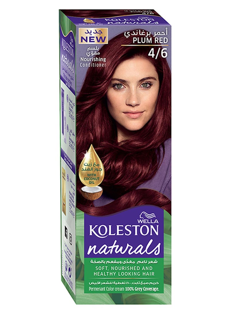 WELLA Koleston Naturals Hair Color 4/6 Plum Red - Image 1