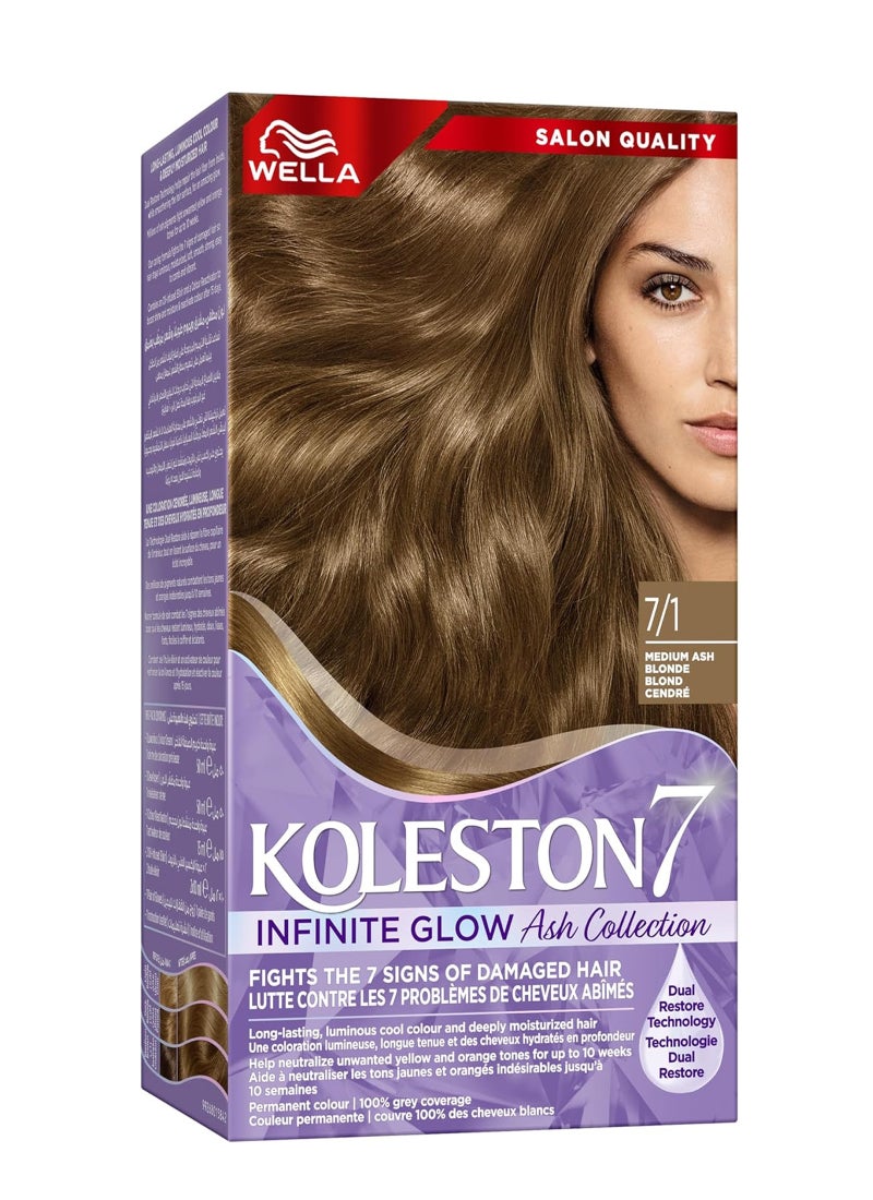 WELLA Koleston Oil Color Cream Medium Ash Blonde 7/1 - Image 1
