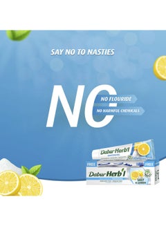 Dabur Herbal Salt & Lemon Natural Toothpaste 140 g + Toothbrush | For Whitening | Sparkling Shine | No Harmful Chemicals Multicolour 150grams  - Image 3