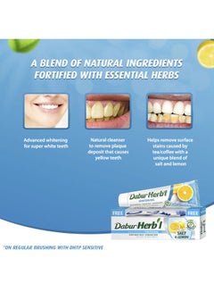 Dabur Herbal Salt & Lemon Natural Toothpaste 140 g + Toothbrush | For Whitening | Sparkling Shine | No Harmful Chemicals Multicolour 150grams  - Image 5