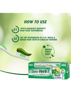 Dabur Herbal Mini And Lemon Gel Toothpaste, With Gift Multicolour 150grams  - Image 4