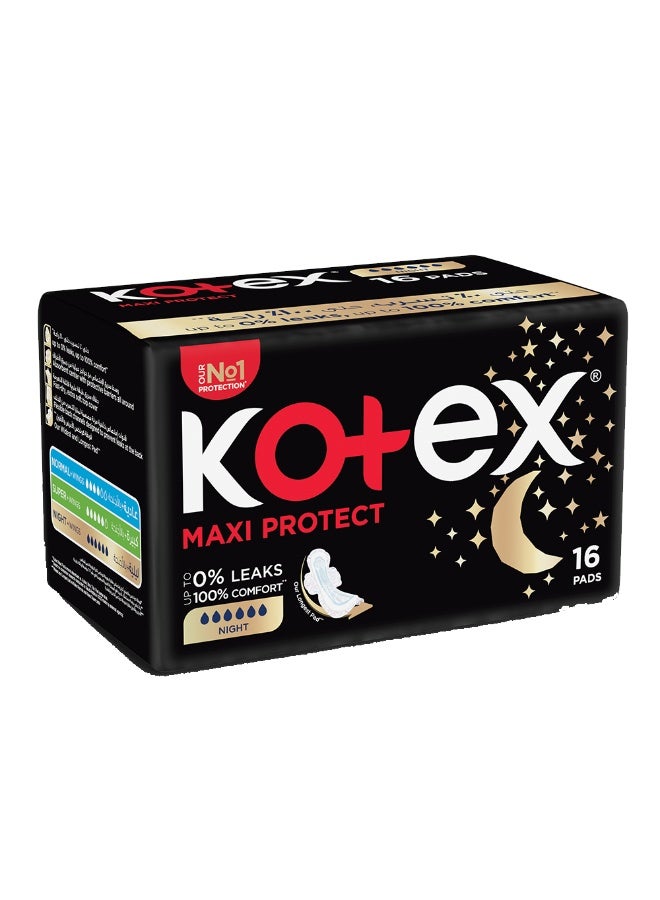 Kotex Maxi Night Time Feminine Pads, 16 Pads  - Image 1