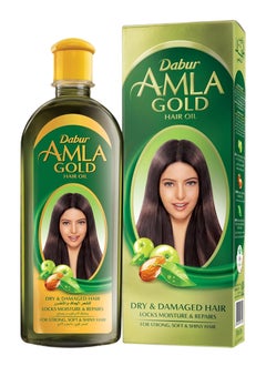 Dabur Amla Gold Hair Oil Natural Care Enriched With Amla, Almond And Henna | For Beautiful Long, Soft And Strong Hair 300ml  - Image 1