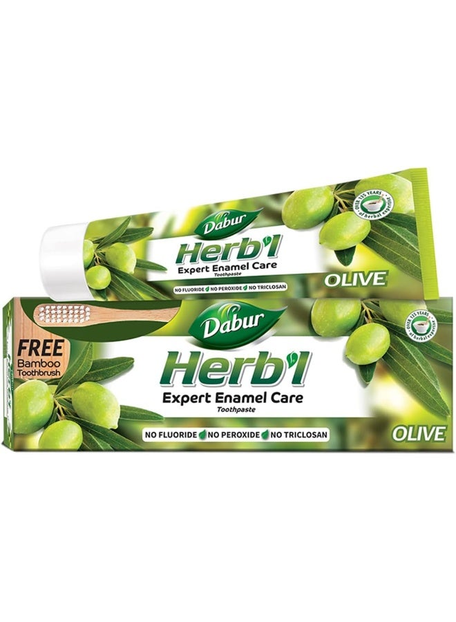 دابر معجون أسنان الأعشاب بخلاصة الزيتون مع فرشاة أسنان من الخيزران 150جرام - Image 3