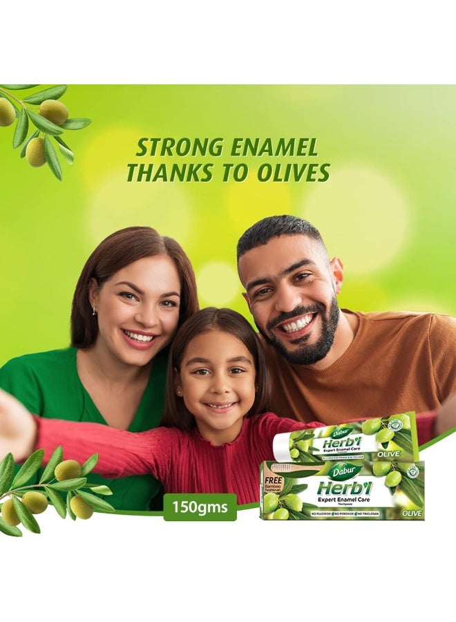 دابر معجون أسنان الأعشاب بخلاصة الزيتون مع فرشاة أسنان من الخيزران 150جرام - Image 4