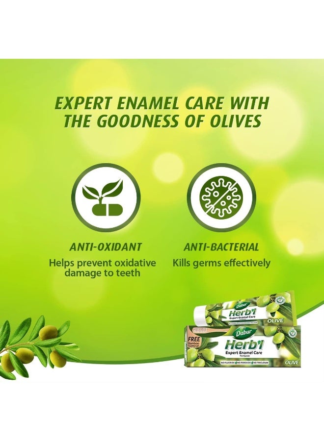 دابر معجون أسنان الأعشاب بخلاصة الزيتون مع فرشاة أسنان من الخيزران 150جرام - Image 5