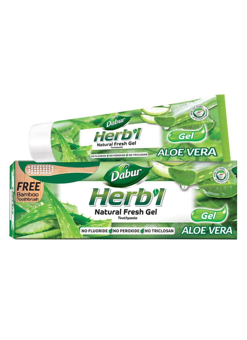 دابر معجون أسنان هيربال بخلاصة الألوفيرا سعة 150 جم مع فرشاة أسنان مجانية - Image 1