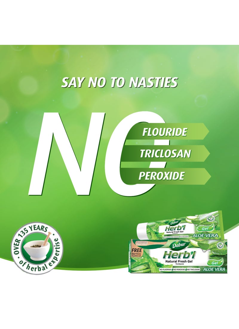 دابر معجون أسنان هيربال بخلاصة الألوفيرا سعة 150 جم مع فرشاة أسنان مجانية - Image 4