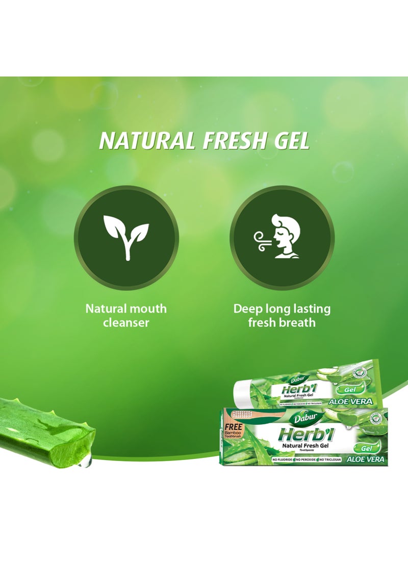 دابر معجون أسنان هيربال بخلاصة الألوفيرا سعة 150 جم مع فرشاة أسنان مجانية - Image 2
