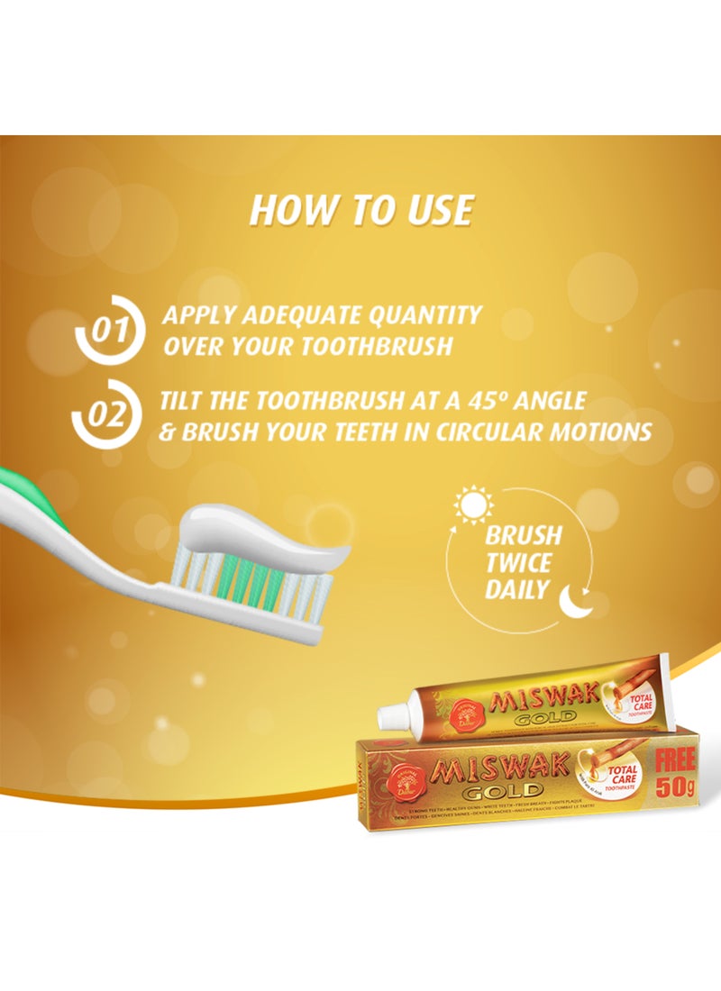 Dabur Miswak Gold Total Care Toothpaste Twin Pack With Toothbrush - Image 4