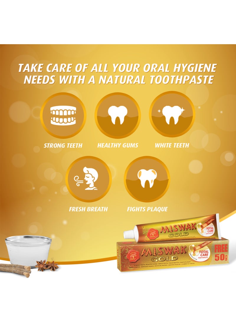 Dabur Miswak Gold Total Care Toothpaste Twin Pack With Toothbrush - Image 2