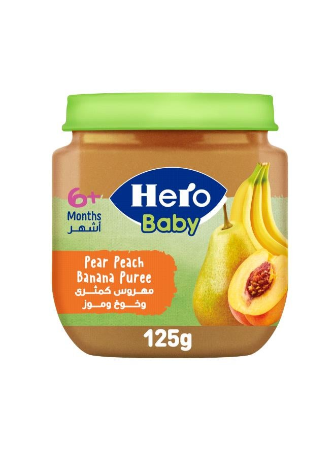 Hero Baby Pear peach banana jar 125 gm 125grams - Image 1