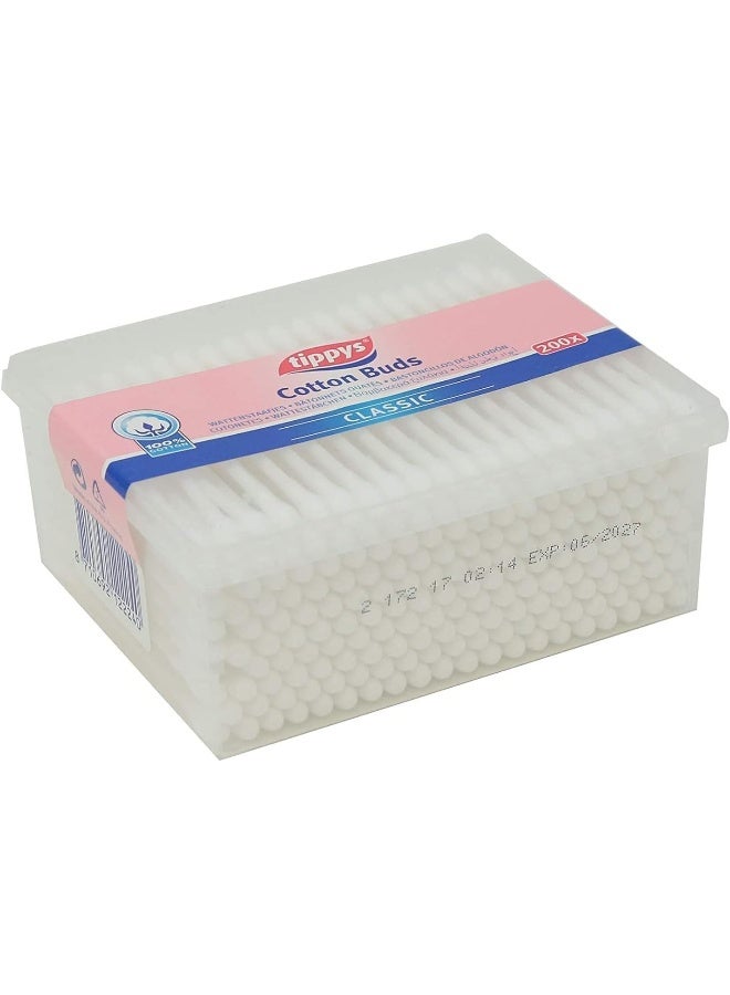 Tippys Classic Rectangular Cotton Buds 200 Pieces - Image 1