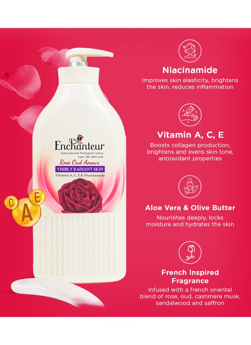 انشانتر ساتن سموث - لوشن روز عود آمور بخلاصة الصبار وزبدة الزيتون لبشرة ناعمة كالحرير، لجميع أنواع البشرة. 750ملليلتر - Image 4