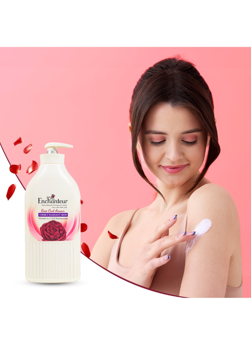 انشانتر ساتن سموث - لوشن روز عود آمور بخلاصة الصبار وزبدة الزيتون لبشرة ناعمة كالحرير، لجميع أنواع البشرة. 750ملليلتر - Image 5