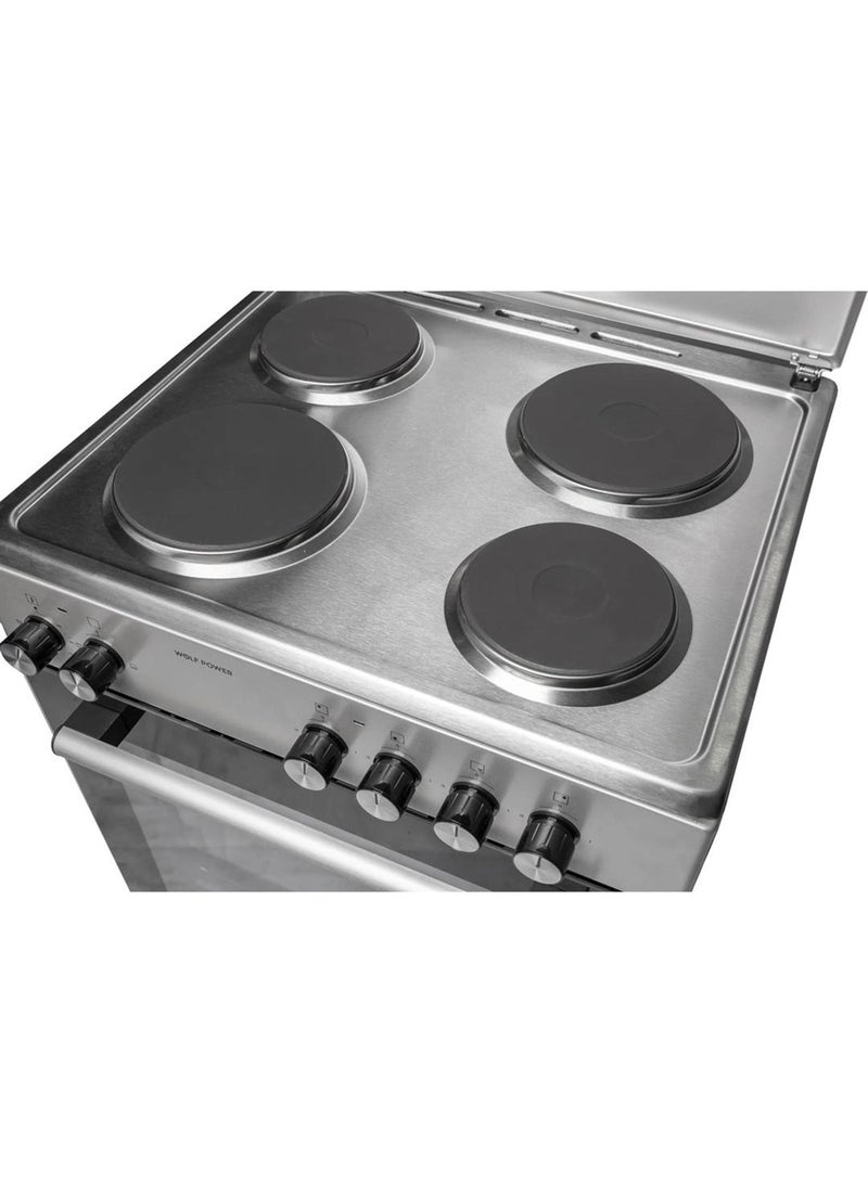 Wolf Power 60x60 cm 4-Zone Electric Cooker, One-hand ignition operation, 55L Oven Capacity WGC6060HERMF Silver - Image 5