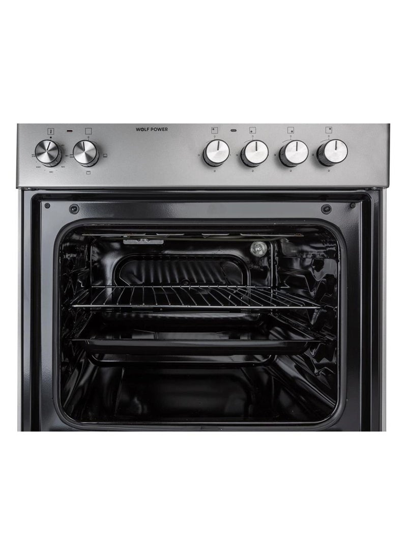 Wolf Power 60x60 cm 4-Zone Electric Cooker, One-hand ignition operation, 55L Oven Capacity WGC6060HERMF Silver - Image 4