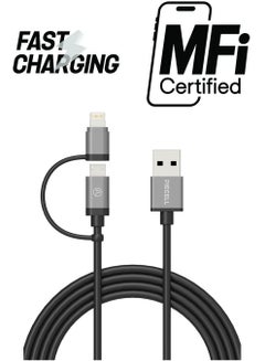Micro USB To Lightning 2-In-1 Cable Black