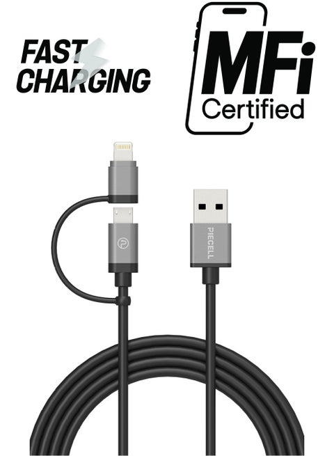 Micro USB To Lightning 2-In-1 Cable Black