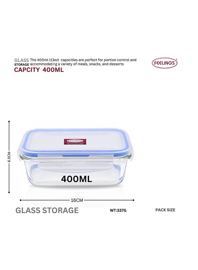 Feelings Microwave Glass Storage With Lid Blue 400ml - Image 2