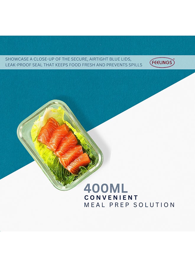 Feelings Microwave Glass Storage With Lid Blue 400ml - Image 4