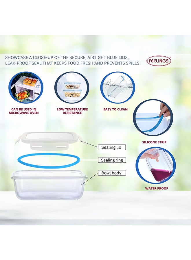 Feelings Microwave Glass Storage With Lid Blue 400ml - Image 3