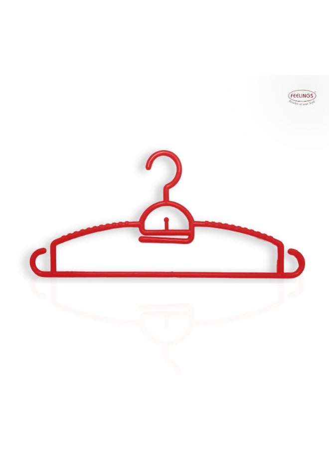 Feelings Plastic Hanger 18 Pcs Set, Non-Slip Clothes Hanger With Notches, Hangers For Wardrobe, Cloth Display Rack For Space Saving Closet Storage Organizer, Plastic Clothes Hanger Red  - Image 1