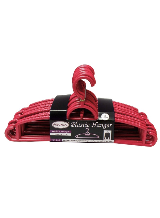 Feelings Plastic Hanger 18 Pcs Set, Non-Slip Clothes Hanger With Notches, Hangers For Wardrobe, Cloth Display Rack For Space Saving Closet Storage Organizer, Plastic Clothes Hanger Red  - Image 4
