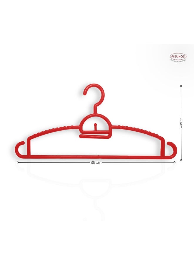 Feelings Plastic Hanger 18 Pcs Set, Non-Slip Clothes Hanger With Notches, Hangers For Wardrobe, Cloth Display Rack For Space Saving Closet Storage Organizer, Plastic Clothes Hanger Red  - Image 3